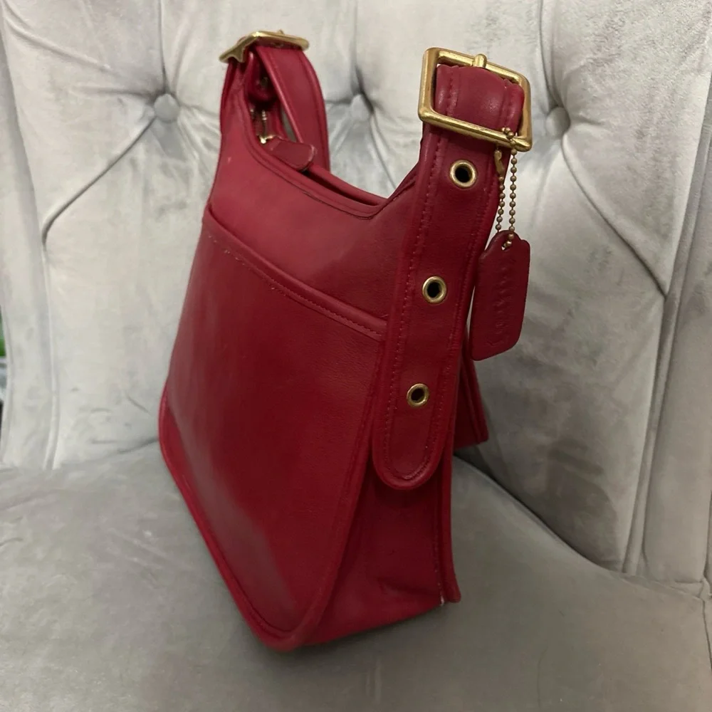 RARE RED Coach Legacy Zip Shoulder Bag 9966 - Picture 5 of 11